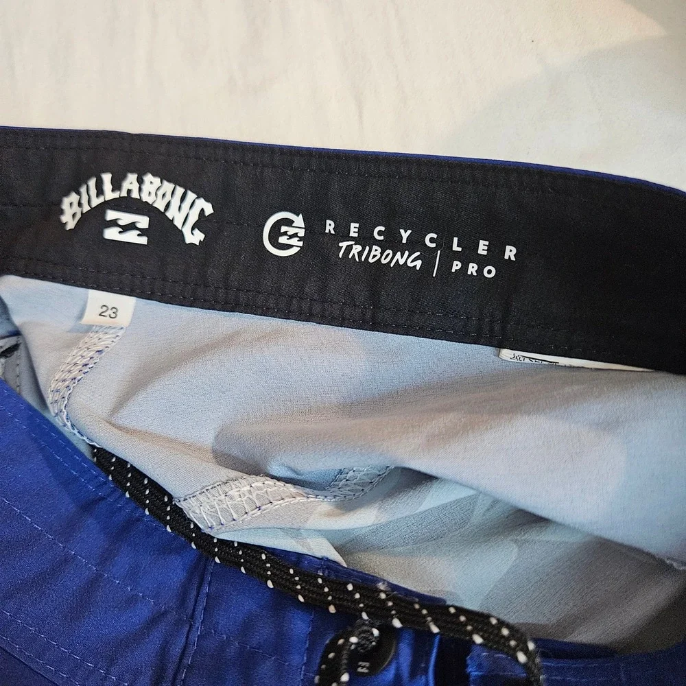 Billabong Recycler Tribong Pro Board Shorts Boys 23 Blue Floral Palm Swim Trunks